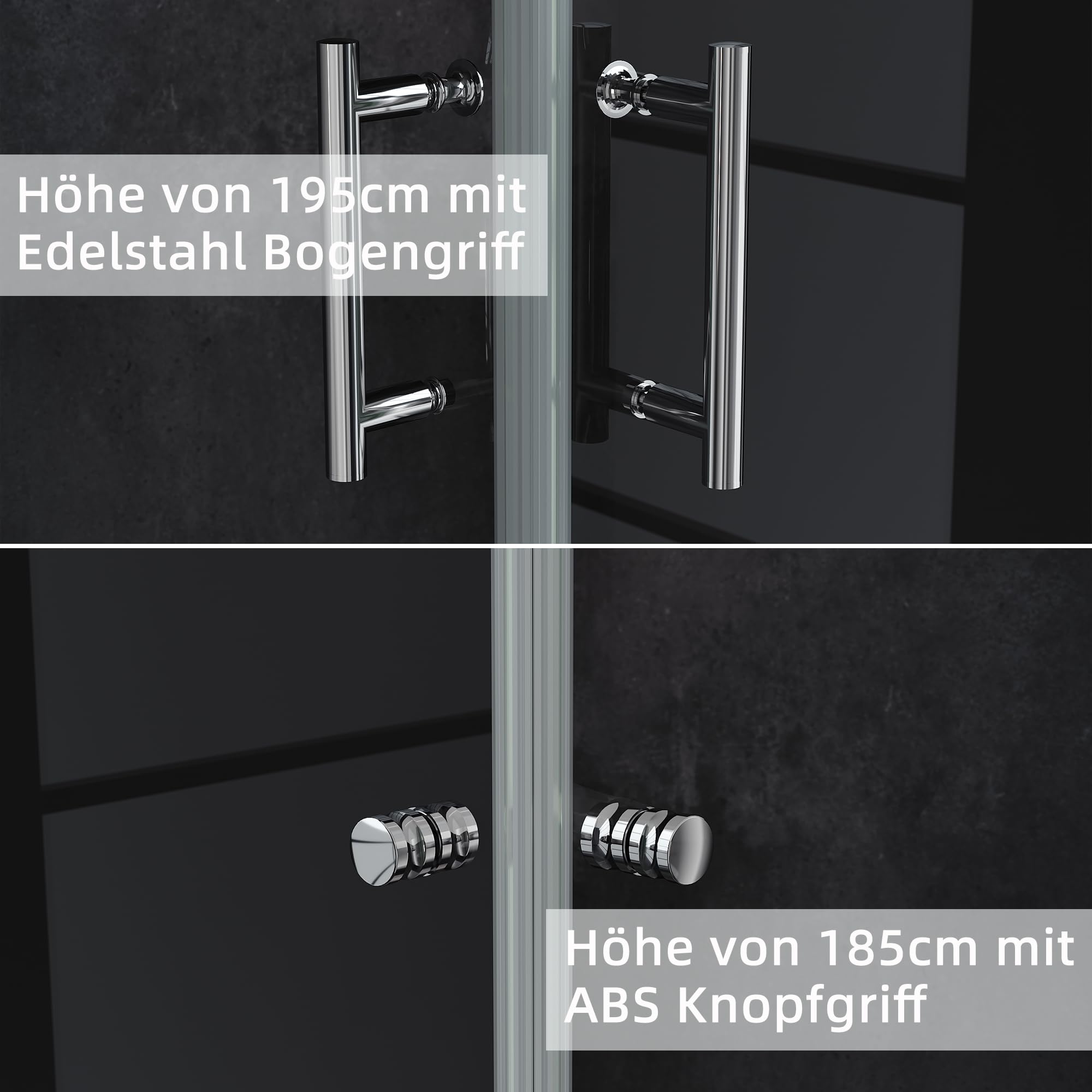 IMPTS Duschkabine 90x90 cm Eckeinstieg Duschabtrennung Duschtür mit Seitenwand, Pendeltür aus 6mm ESG Sicherheitsglas mit Nano-Beschichtung, Höhe 195 cm,OHNE Duschwand und Ablaufgarnitur