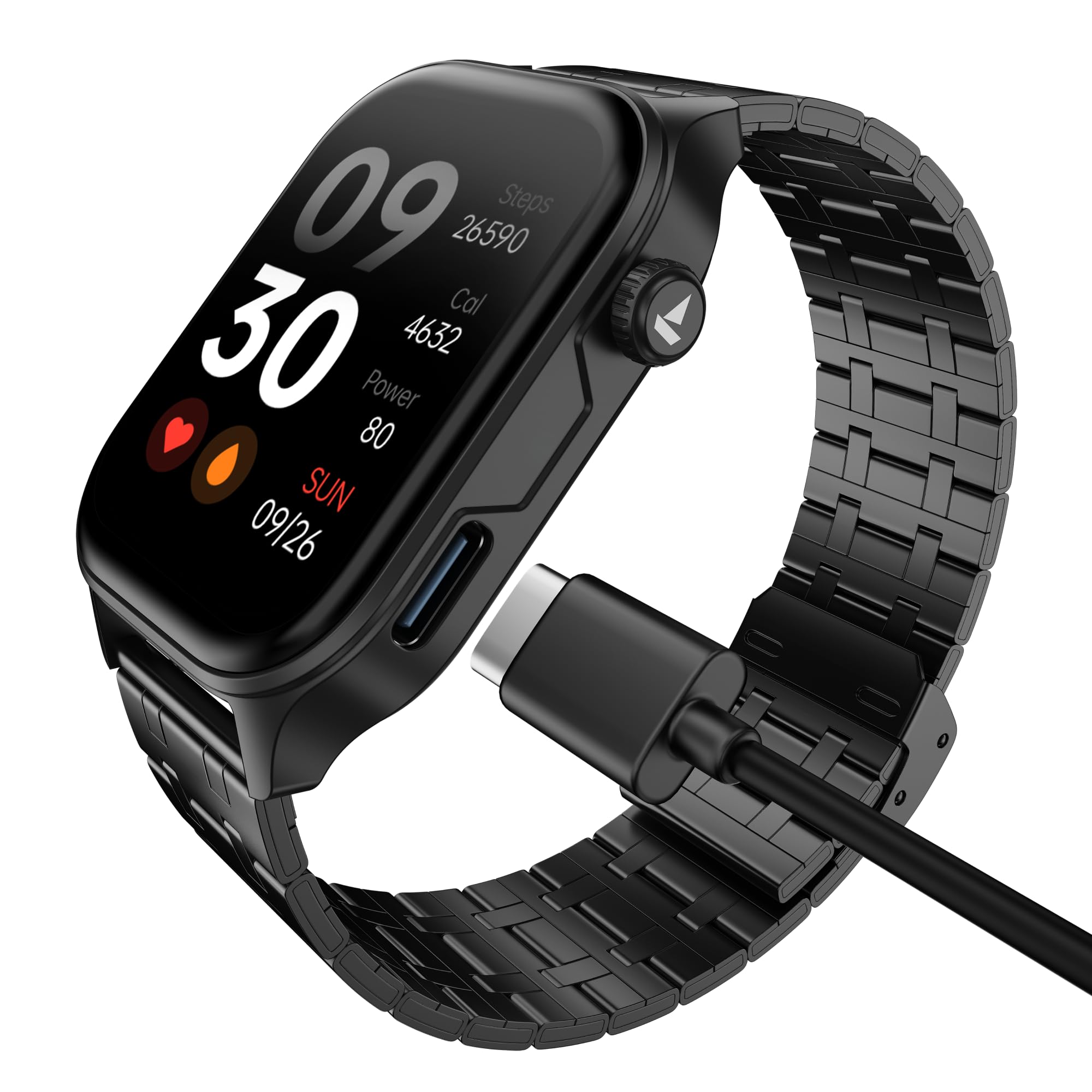 boAt Ultima Vogue 2, India's First AMOLED Type-C Smartwatch, 1.96" AMOLED Display, 1000 nits Brightness, Metal Body w/Premium Straps, 10-Days Battery Life, Smartwatch for Men & Women (Steel Black)-picture-52