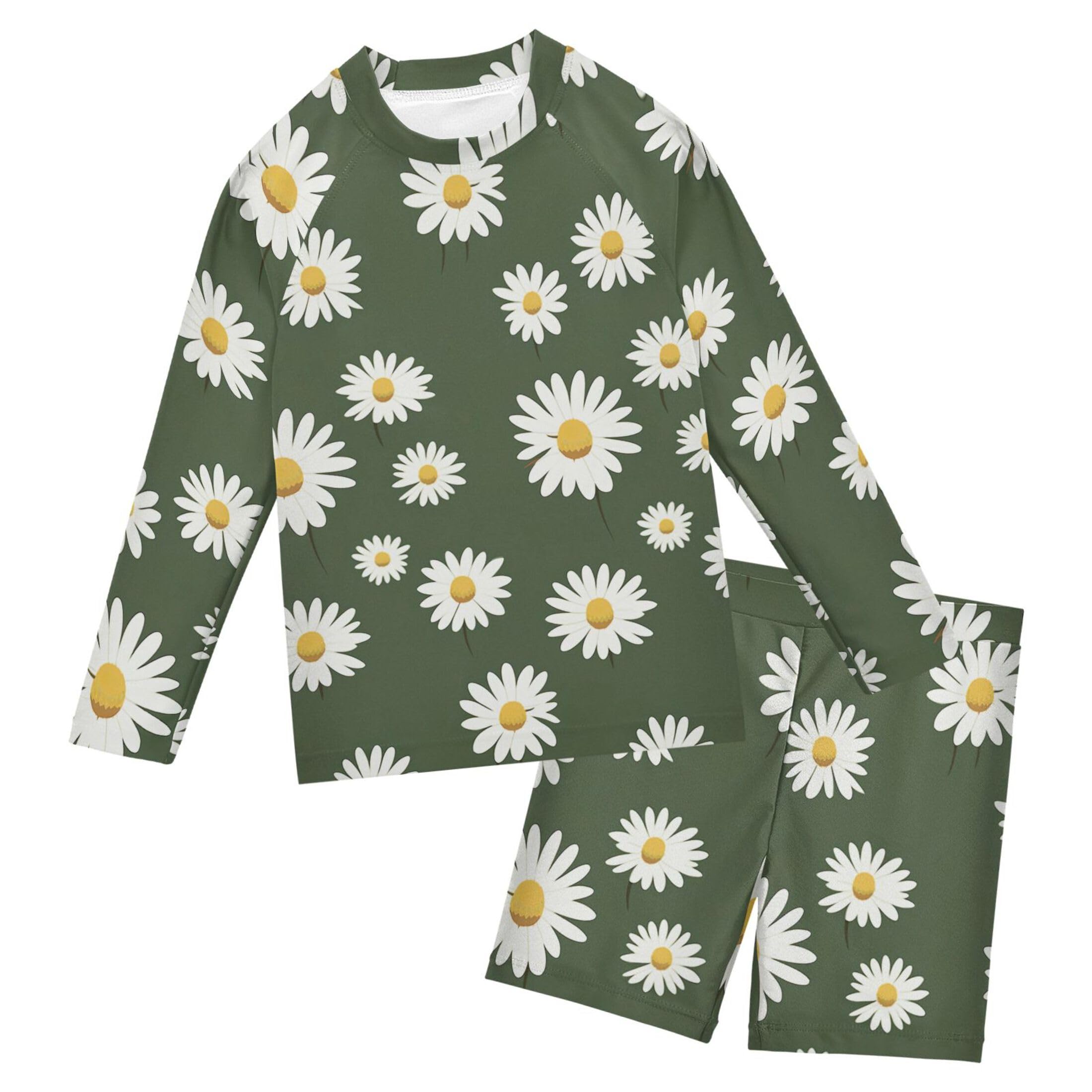 Daisy Flower Flowers Baby Boys' Toddler Long Sleeved Rashguard Swim Bathing Suit Set B0402974