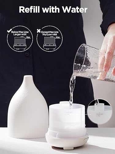 Miniatura 8 de InnoGear Difusor de aceite, difusor de cerámica de 5.1 fl oz para aceites esenciales, difusor de aromaterapia hecho a mano, humidificador