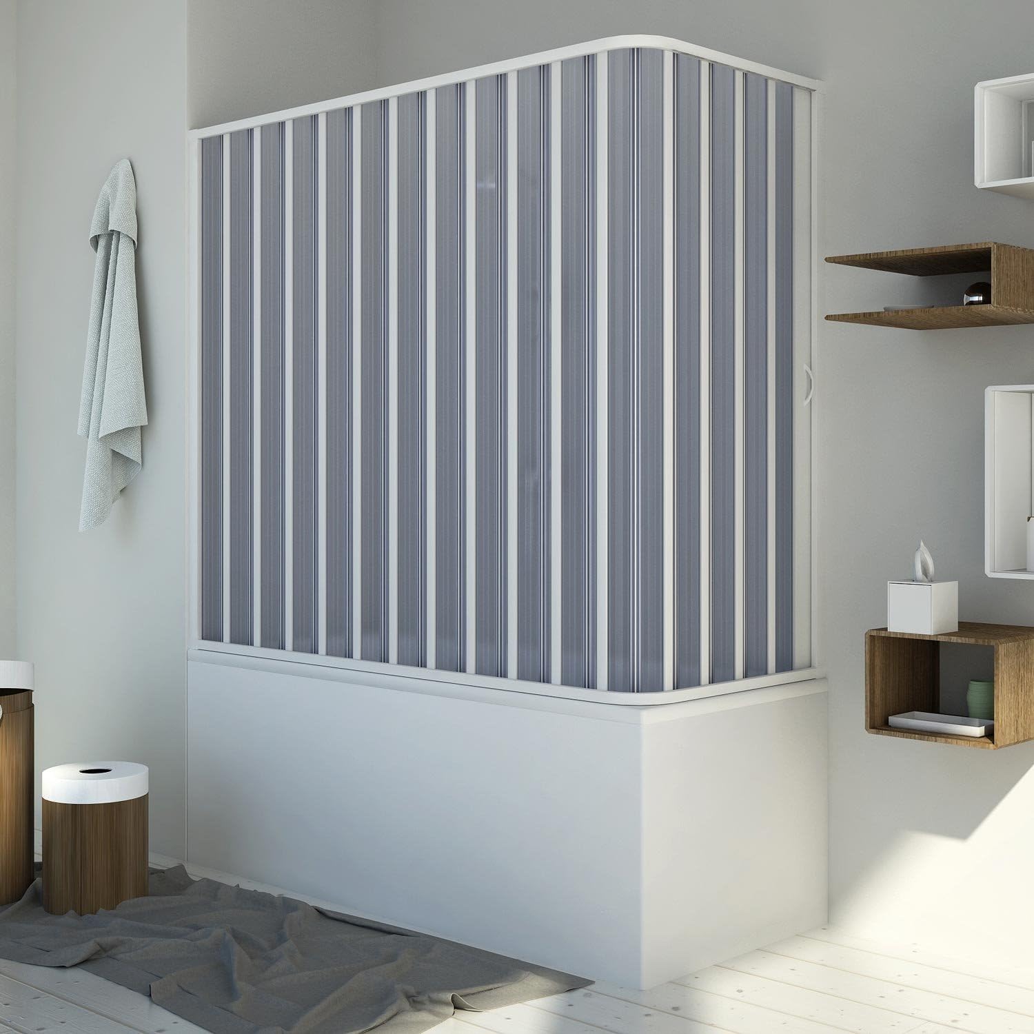 Forte Mampara de Bañera 70x160 CM H150 PVC Mod. Santorini Lateral