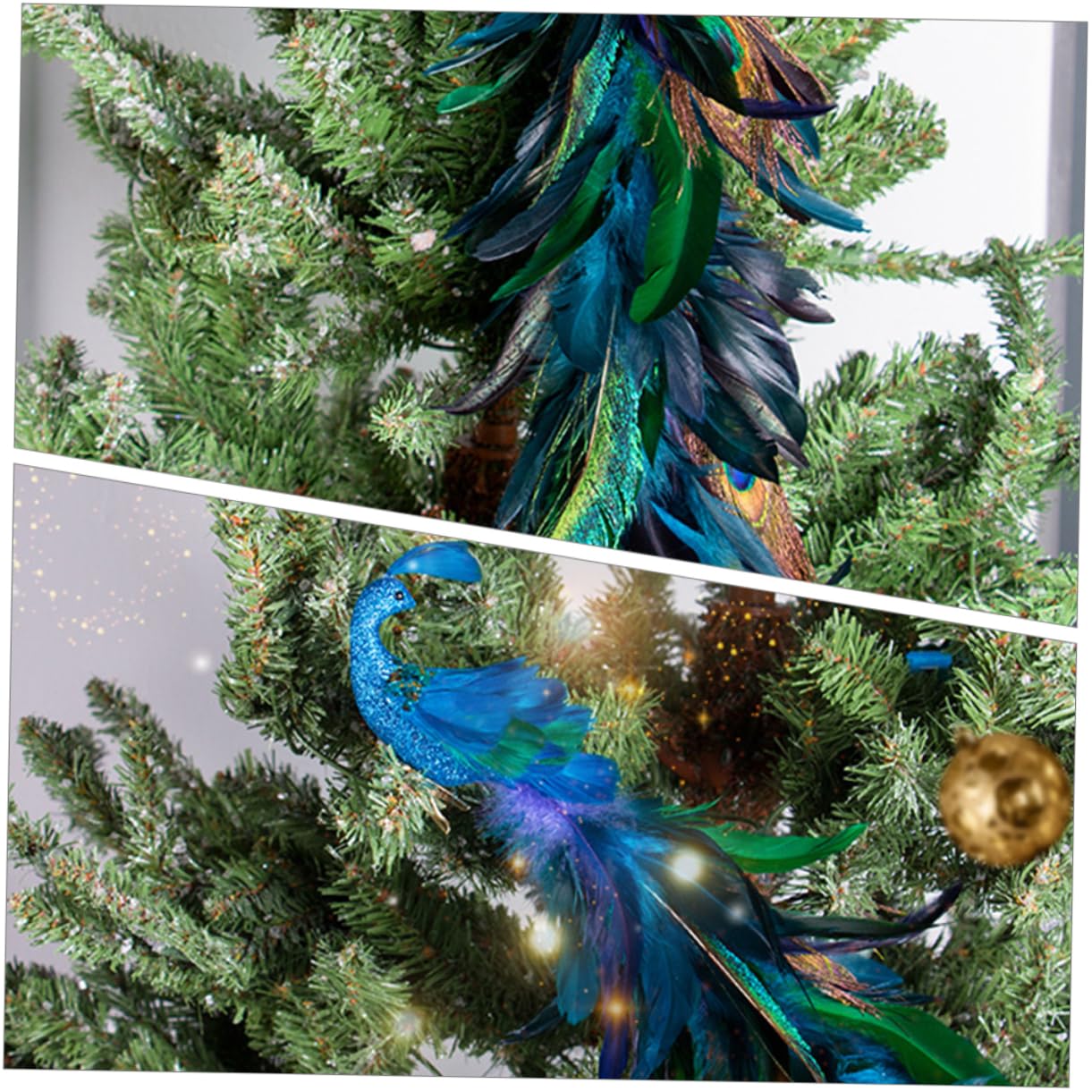 TOPBATHY 3St Weihnachtsbaumanhänger simulierter Blauer Pfau mit langem Weihnachtsdekorationen (2er-Pack) Weihnachtsvogelfigur Pfauen-Clip-Ornament Baumschmuck zum Anklipsen