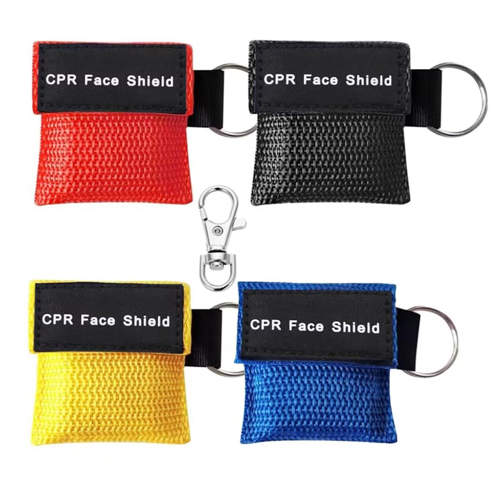 4 mascarillas respiratorias de primeros auxilios, llavero, máscara de respiración, máscara CPR, protector para la cara, respirador, bolsa de bomberos, protección bucal, respirador