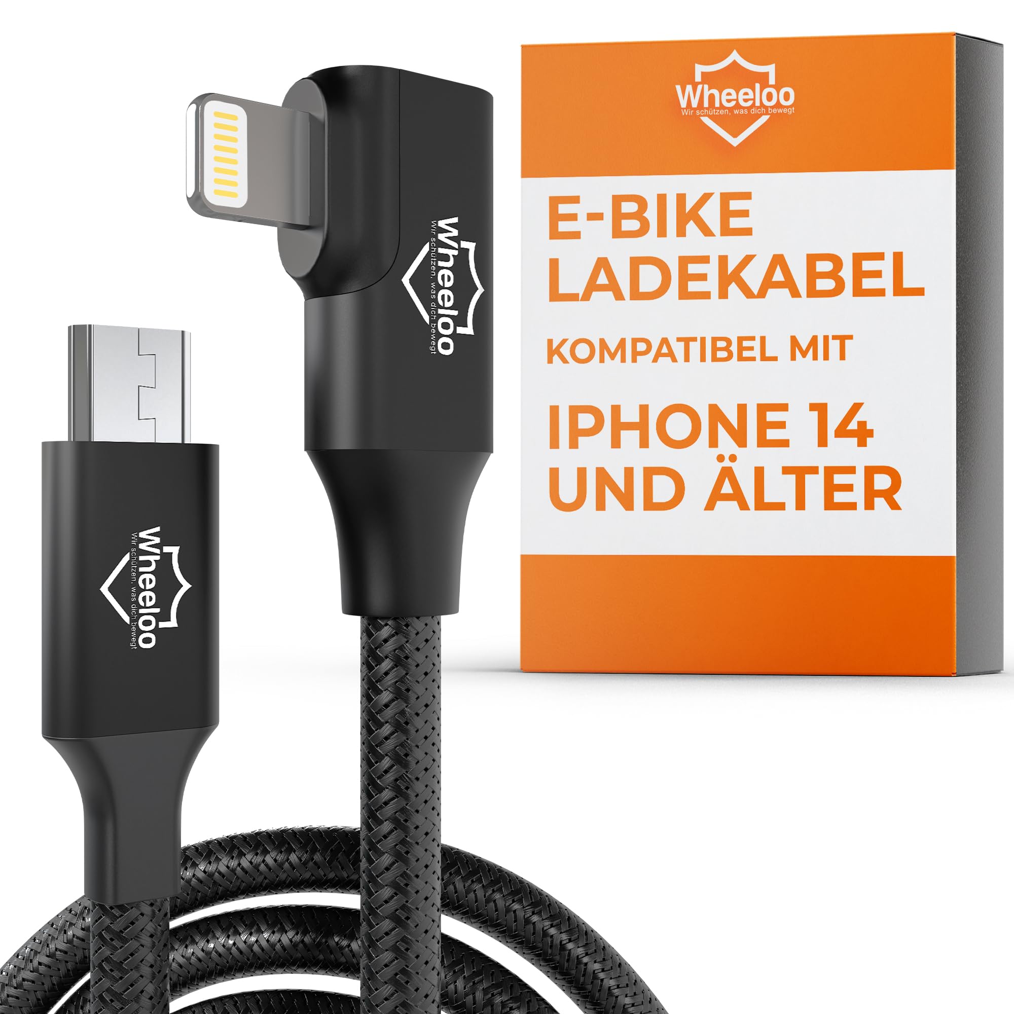 Wheeloo Ebike Ladekabel kompatibel mit iPhone I Micro USB auf Lightning Stecker I zB. für Bosch, Yamaha, Impulse, Giant E-Bike Display I Mikro USB 