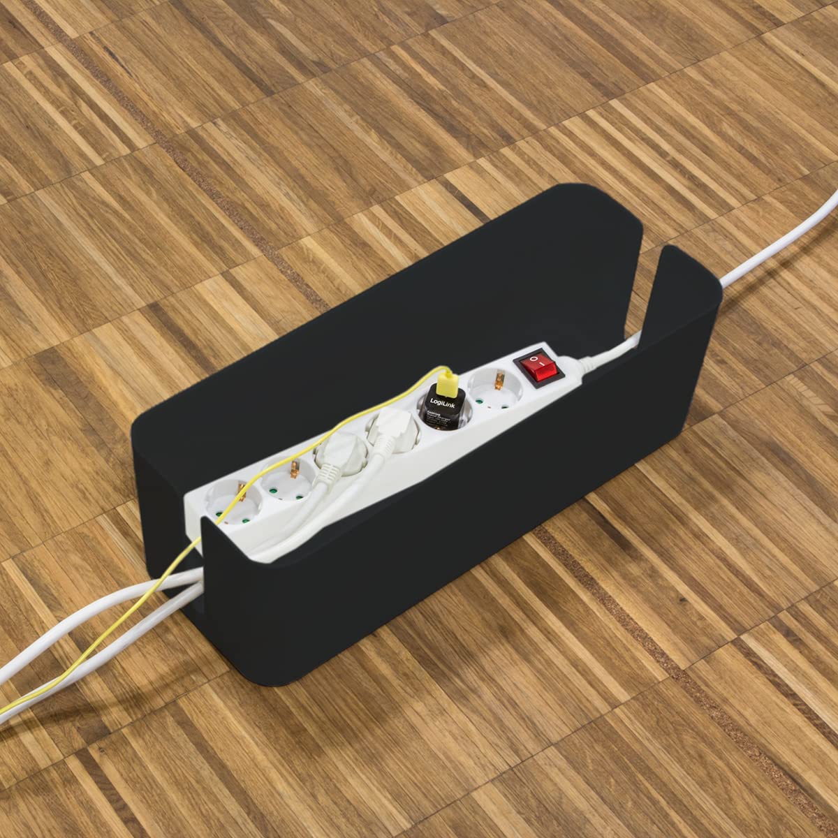 LogiLink KAB0077 - Kabelbox-Set mit 3 Boxen in 3 Gr??en zum Verstecken von Kabelgewirr, schwarz