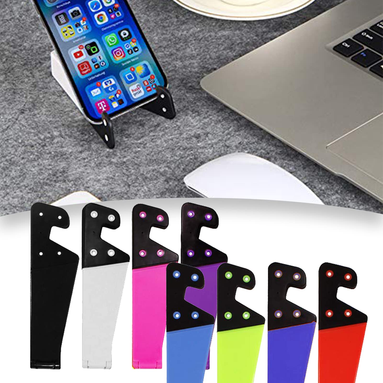 MANBOC 8 Supporti Per Telefono A Forma Di V – Pieghevoli, Portatili, Universali Per Smartphone E Tablet Da 3,5 A 8 Pollici, Colori Assortiti, Plastica Resistente - 2