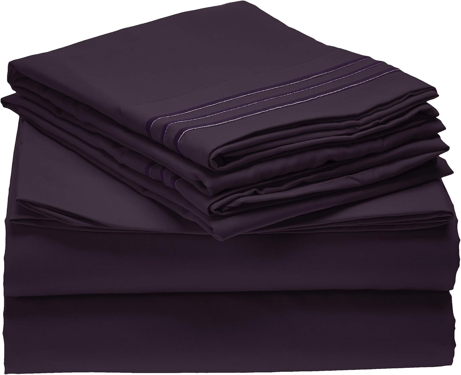 Elegant Comfort Luxurious Wrikle-Resistant Super Silky Soft - 1500 Premier Egyptian 4-Piece Bed Sheet Set, Deep Pocket Up to 16", King Purple