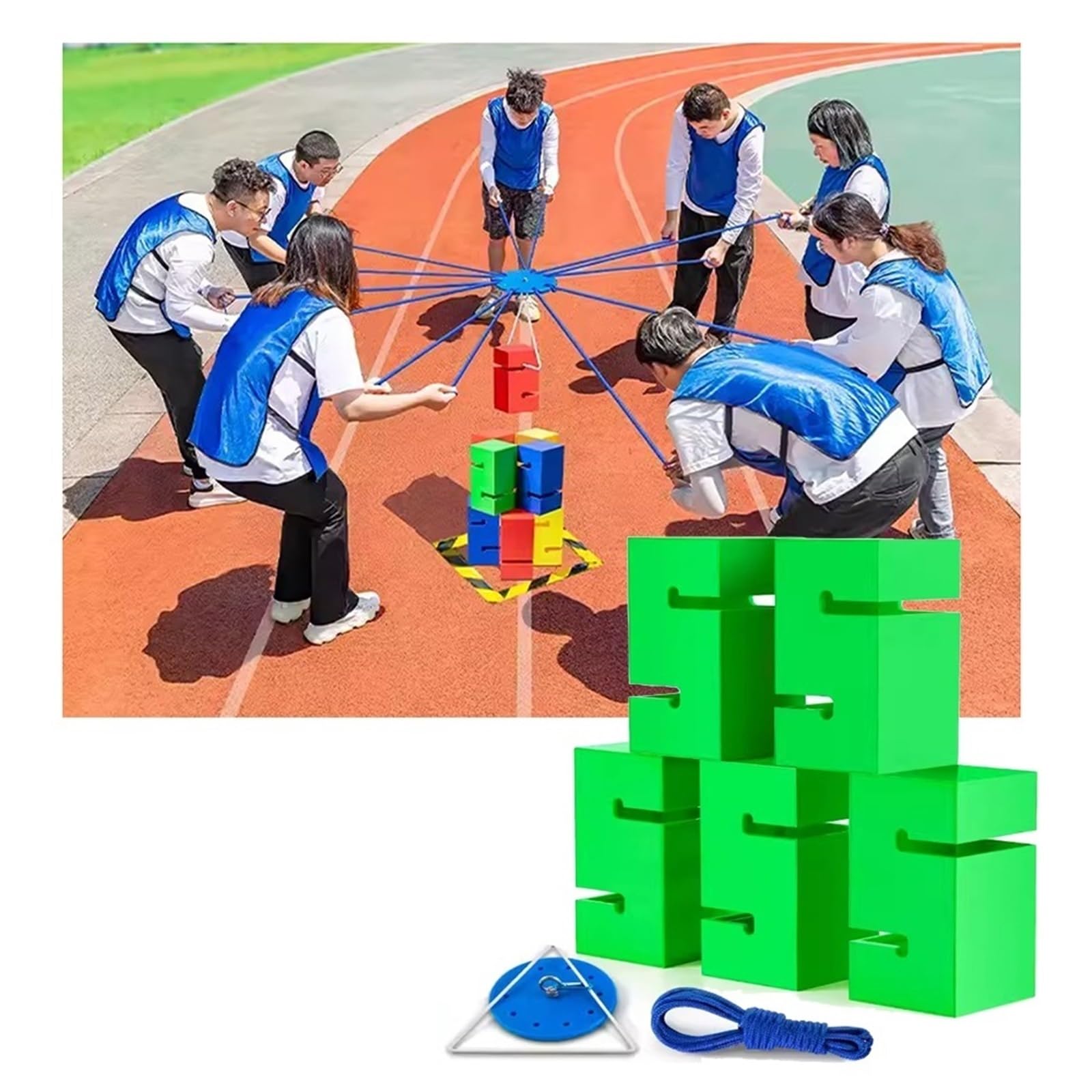 Teambuilding-Spiel, Teambuilding-Block-Tower-Spiele, Gruppen-Outdoor-Aktivitäten, unterhaltsame Wettbewerbsspiele(Green,5PCS)