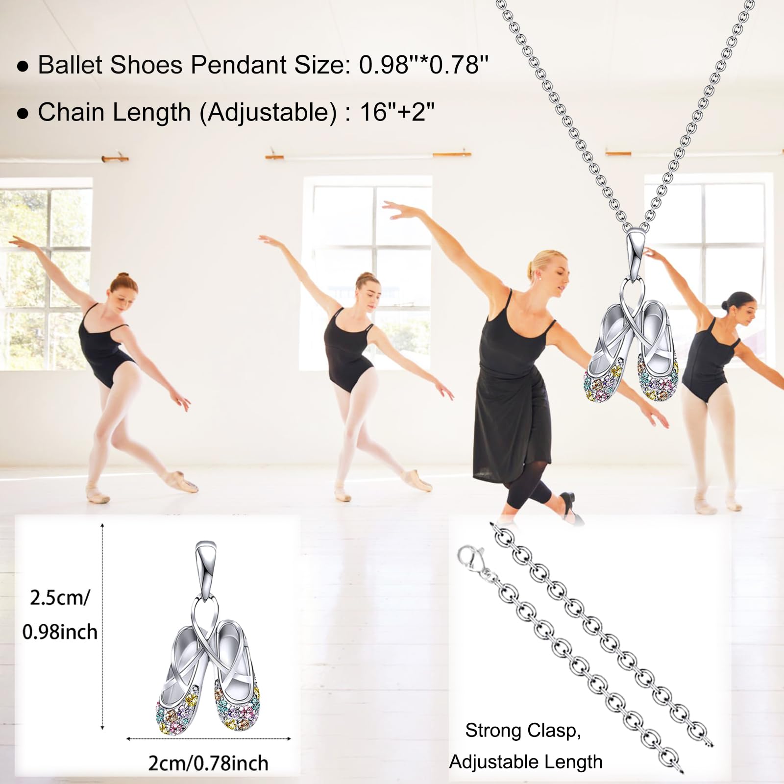 Dance Recital Gifts for Girls, Ballerina Necklace Jewelry, Ballet Gifts for Girls, Ballet Dancer Gifts, Dance Lovers Gifts for Young Girls Recital Dance Team Daughter Granddaughter Niece