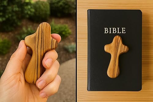 Miniatura 7 de Zuluf 100 cruces pequeñas de madera de olivo de Belén Israel | Cruces de bolsillo | Viene con 100 certificados de Tierra Santa de 2.4 in / 2.5