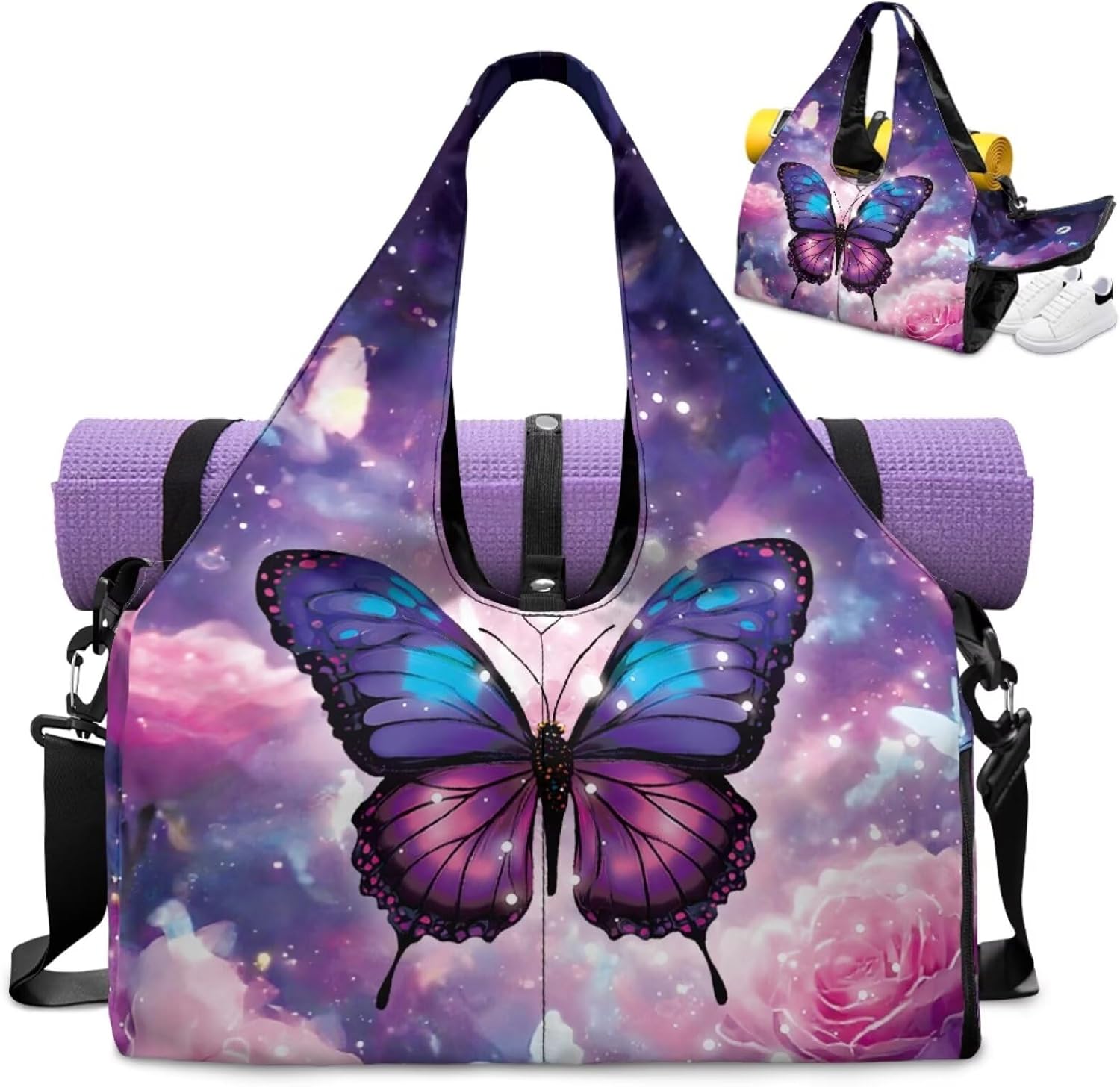 Yoga Mat Bag for Men Women Canvas Yoga Mat Carrier Take In Out Mat Easily for Beach Swim Bags Pool Sports Gym