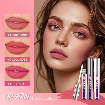 3PCS Matte Peel Off Lip Stain Set, Highly Pigmented Long Lasting Lip Tint, Non-Stick Liquid Lipstick and Liner for Vibrant Color, Waterproof, Smudge-Proof