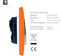 Vista 3 de Trendi - Interruptor de luz táctil de 4 cuadras, 2 vías, artístico, moderno, brillante, 10 amperios, color naranja