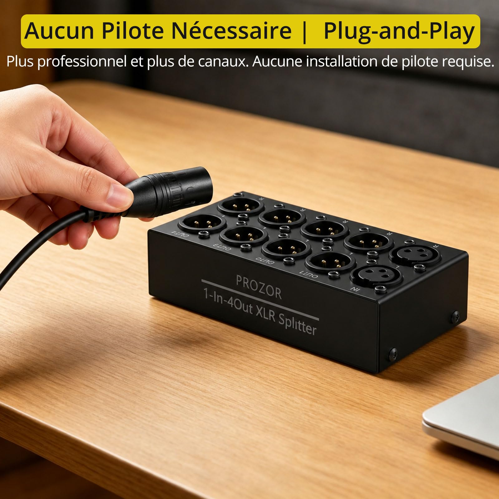 PROZOR Répartiteur XLR Stéréo 1 Entrée 4 Sorties - 2 Entrées 8 Sorties - Passif sans Alimentation - Design Ultra-Fin - Boîtier Métallique - pour Home Studio, Monitoring, Scène