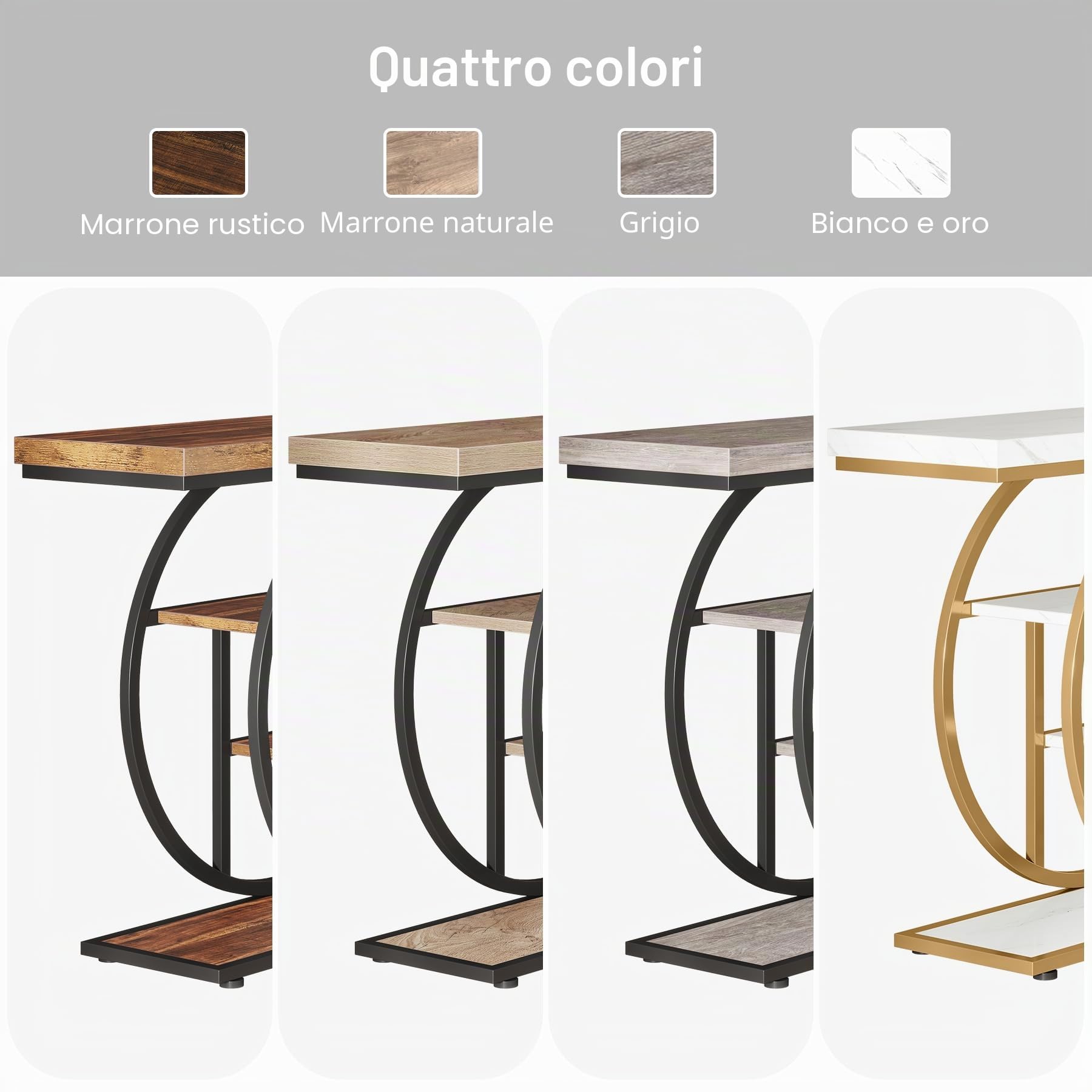 Tribesigns Tavolo consolle da 104,1 cm, tavolo industriale a 4 livelli con base circolare, tavoli decorativi in legno stretto con ripiani portaoggetti per soggiorno, corridoio, ingresso