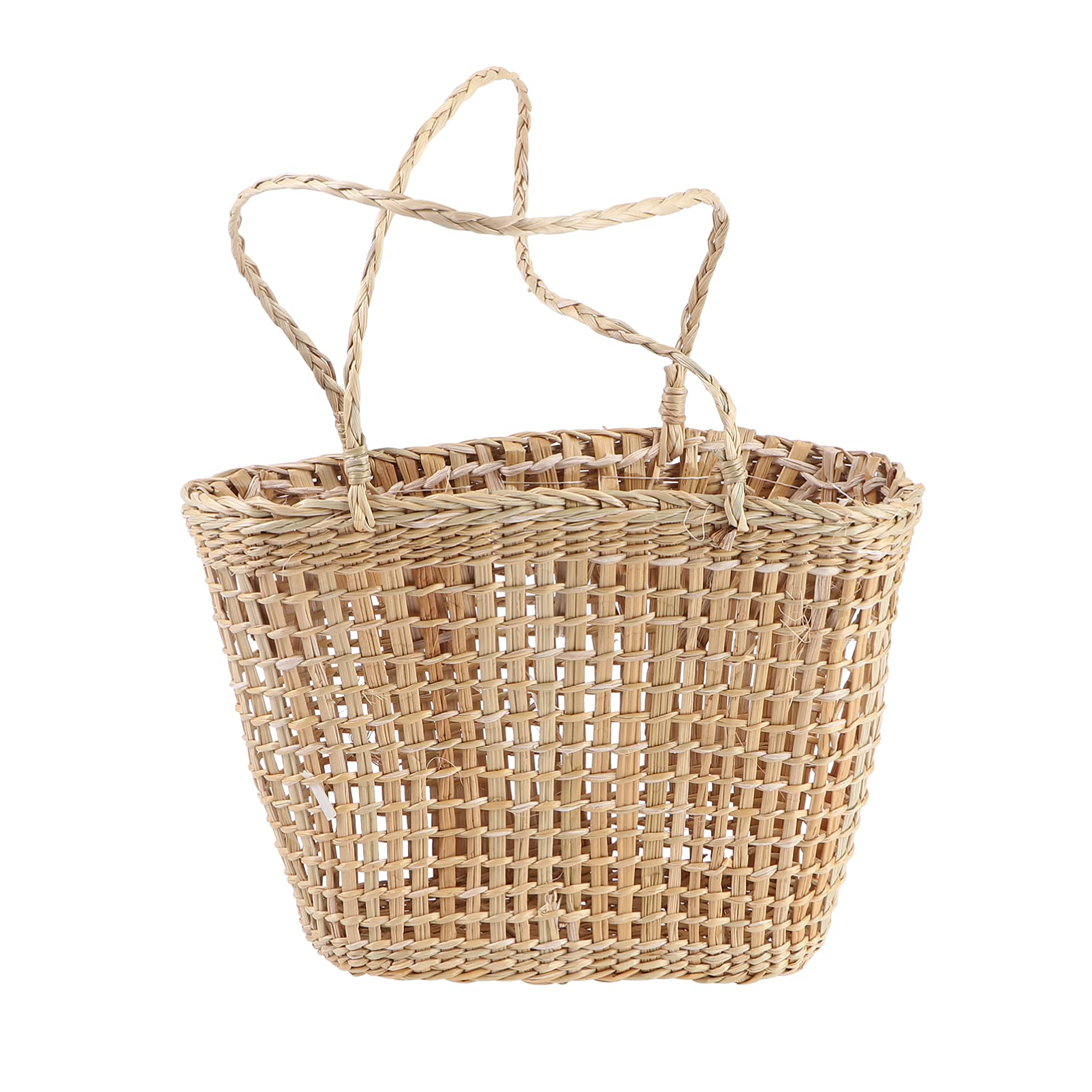 PRETYZOOM Outdoor Pots Wicker Picnic Basket Natural Woven Seagrass Basket Kids Storage Container Fruit Bread Tray Flower Girl Basket for Farmhouse Home Art Decoration L Light Brown Mini Purse