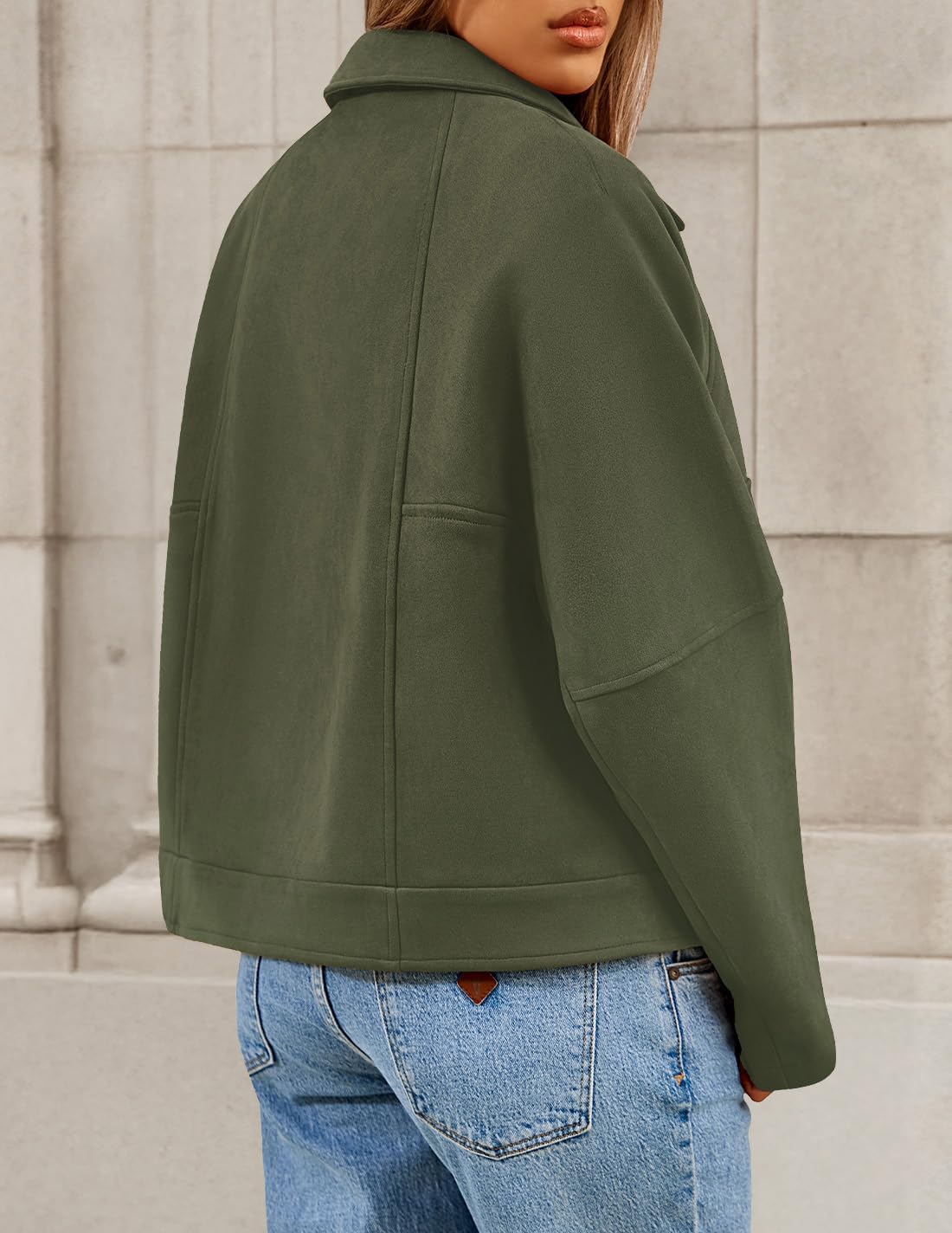 ZESICA Womens 2026 Spring Faux Suede Cropped Jackets Coats Casual Button Down Barn Vintage Trendy Shackets - Image 5