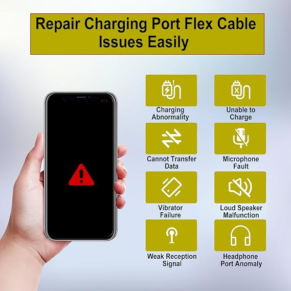 for iPhone 11 Pro Charging Port Replacement OEM Headphone Port | White USB Charge Dock Connector Microphone Antenna Ribbon Cable with Full Repair Kits Waterproof sticker A2160 A2215 A2217