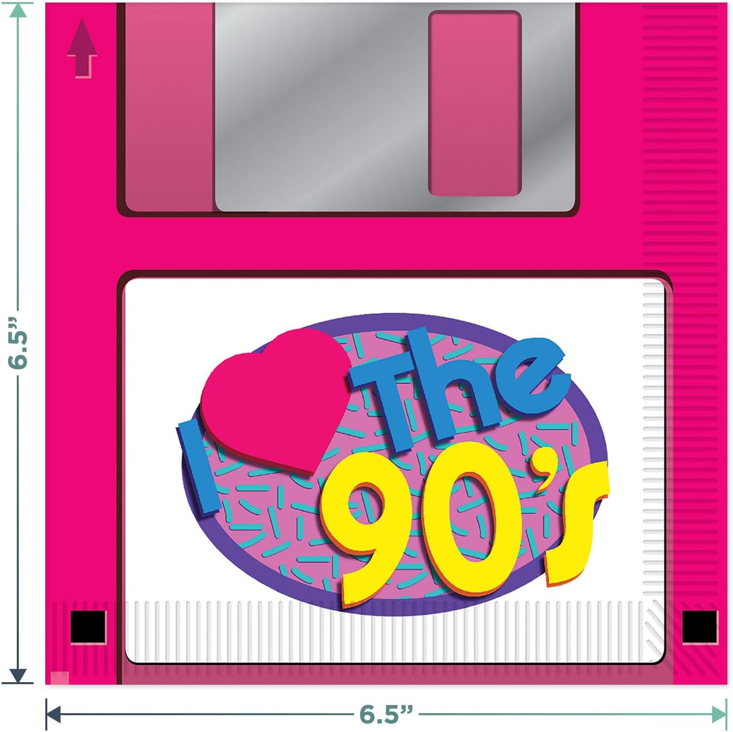 90's Mix Party Pack - Dessert Plates, Floppy Disk Napkins, Forks, Table Cover, Banner, and I Love the 90's Balloons (Serves 16) : Grocery & Gourmet Food
