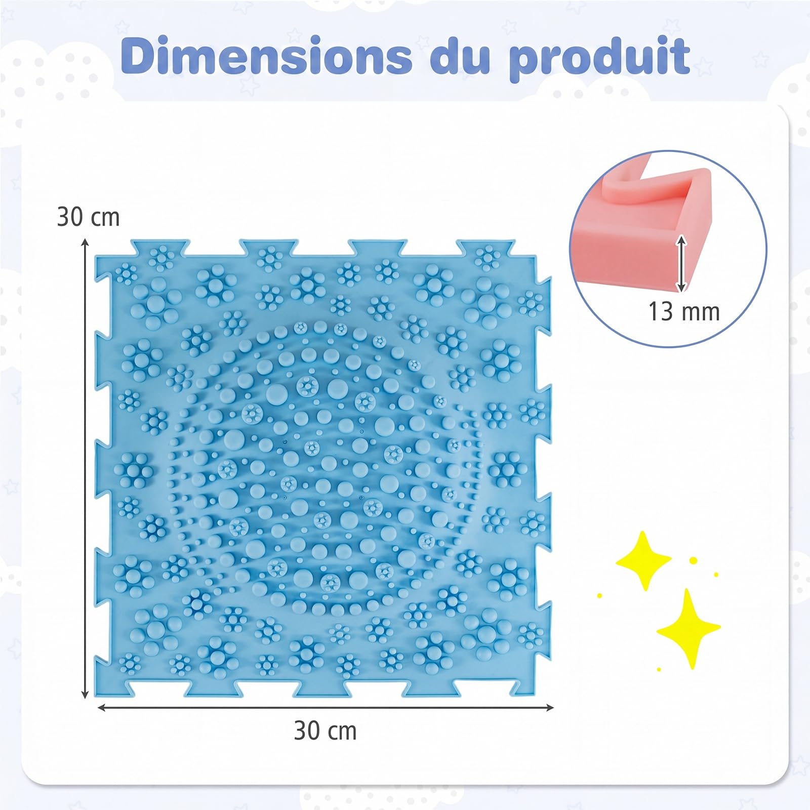 COSTWAY 6 Pièces Dalles Sensorielles Montessori Bébé en TPE (Macaron) | Éveil Sensoriel et Développement de la Motricité, Design Empilable et Antidérapante, Tapis Sensoriel Orthopédique, 30x30cm