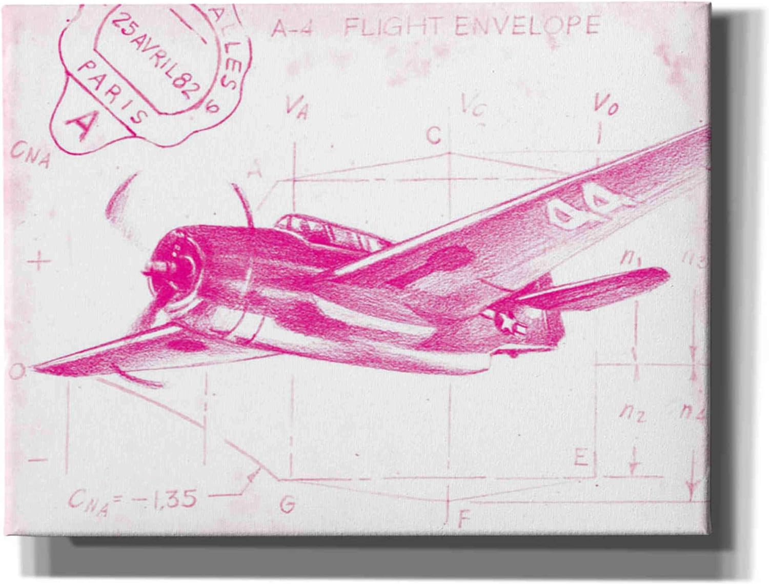 Epic Graffiti 'Flight Schematic II in Pink' by Ethan Harper Canvas Wall Art, 16"x12"