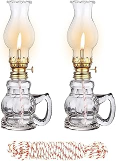 2PCS Chamber Oil Lamp Glass Kerosene Oil Lamps