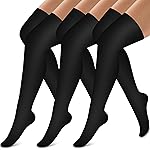 Thigh High Compression Socks for Women and Men Circulation(3 Pairs) Over the Knee-Best Support for Running,Travel (Large-X-Large, Black)