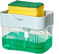 Vista 8 de HEFA Dispensador de jabón para platos y soporte de esponja para fregadero de cocina, dispensador de jabón para lavar platos, esponja para platos