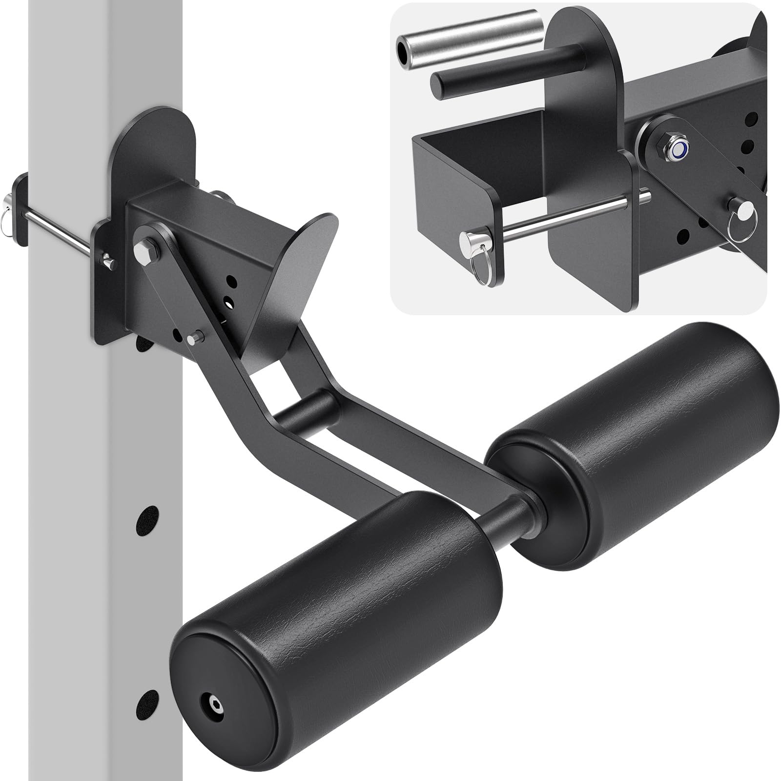 Nordic - Accesorio de rizo de isquiotibiales para rack de alimentación de 7.6 x 7.6 cm con agujero de 2.5 cm o 5/20.3 cm, sujeción de pierna ajustable de 6 alturas con superficie de cuero