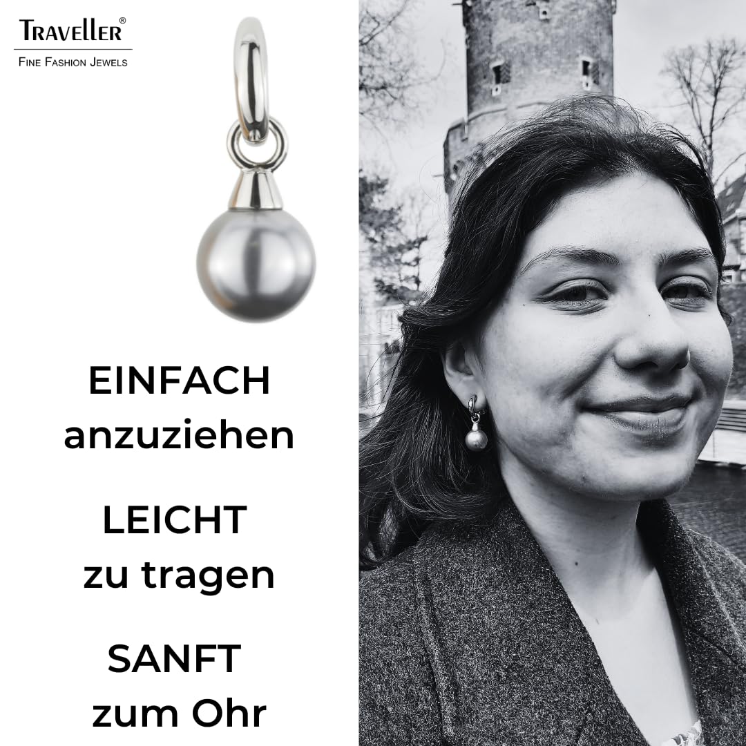 Traveller Orecchini a clip – Gancio – 14 mm perla, Perla