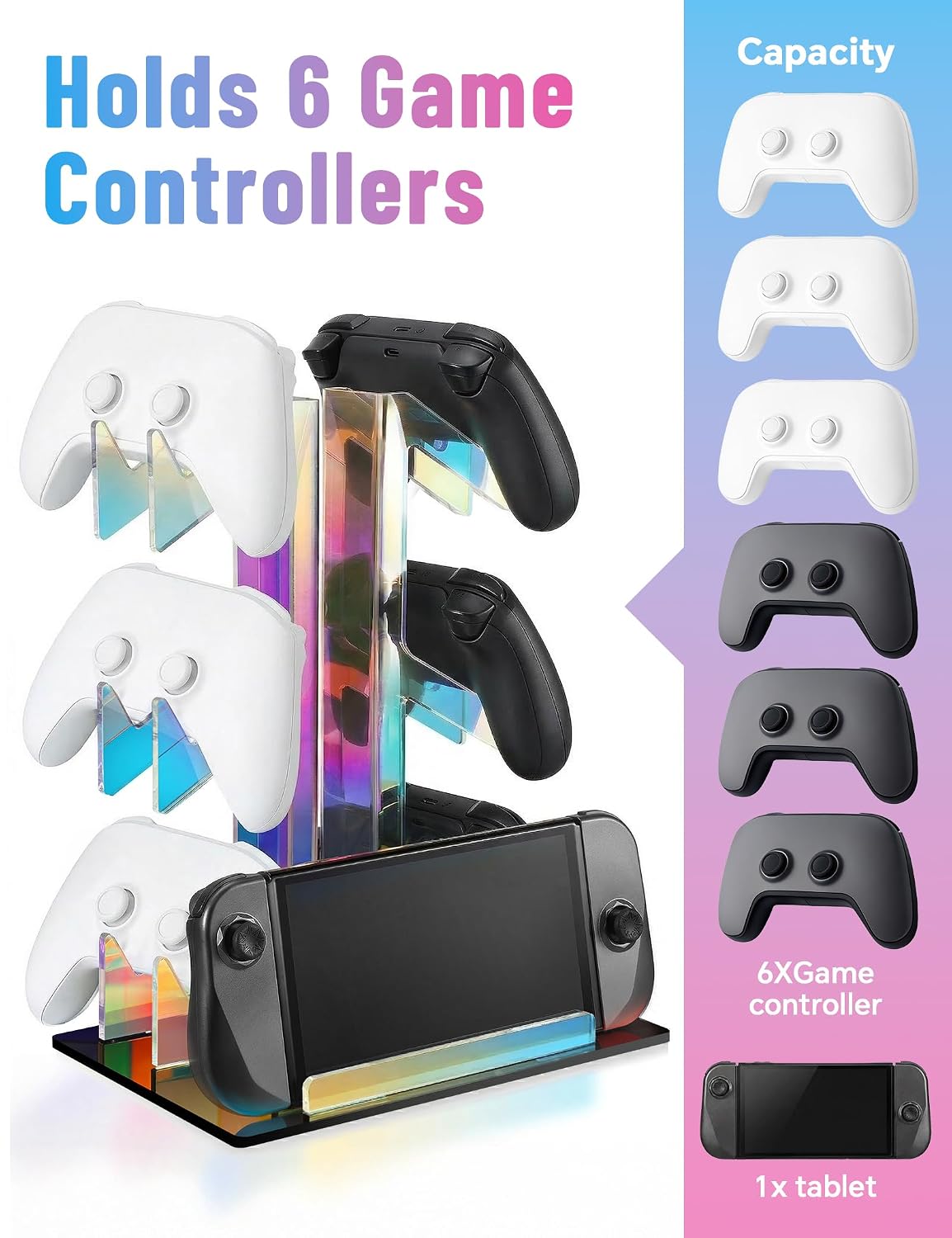 NiHome Iridescent Acrylic Game Controller Holder with Base image 4