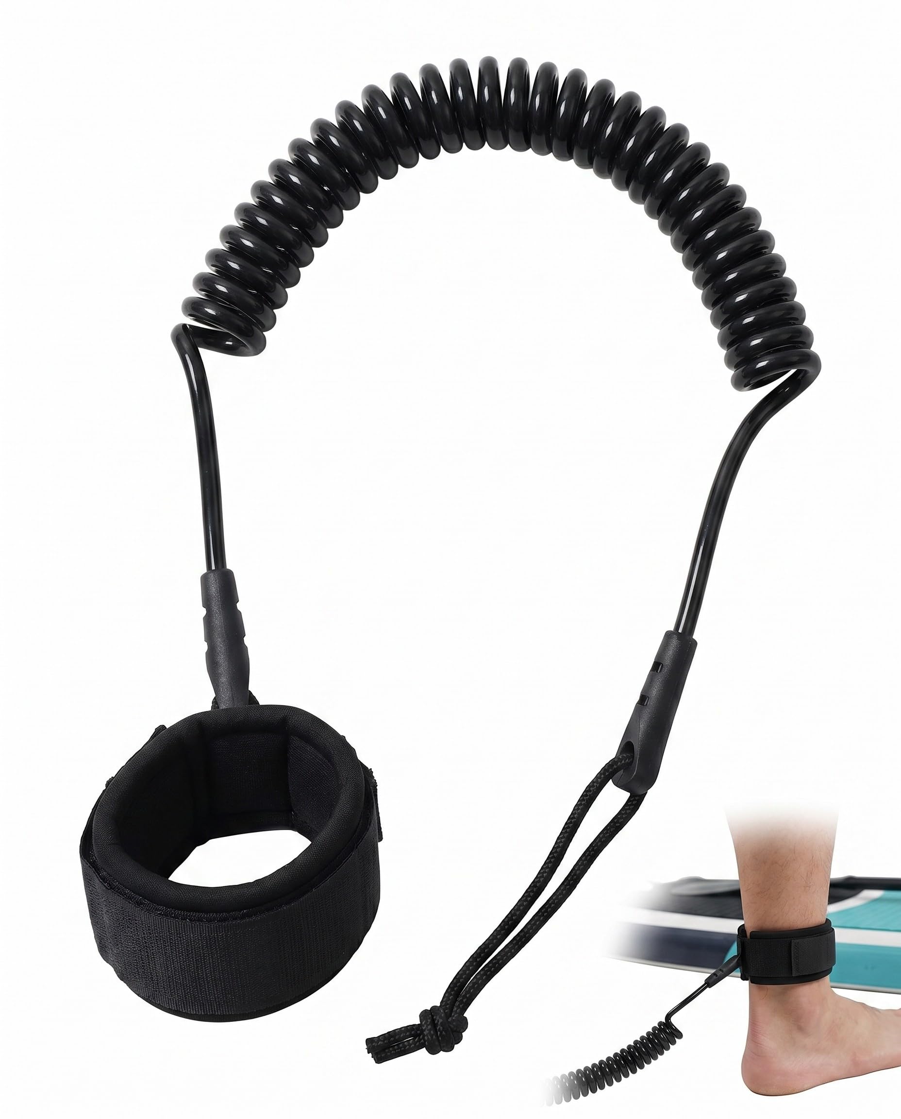 Corda Traino SUP & Kayak 1 Pz Nero 5,5 mm – Fibra Sintetica Resiliente al Sale, Design Anti-Attorcigliamento per Controllo Rapido in Onda e Recupero Sicuro