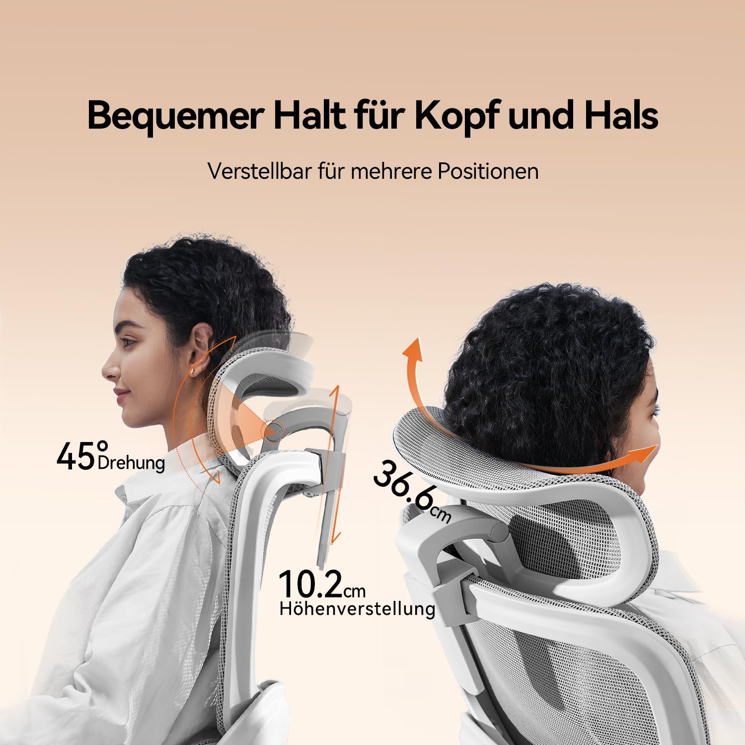 SIHOO Bürostuhl Ergonomisch mit 4D Lordosenstütze, Kopfstütze & Klappbaren Armlehnen, Neigung 90-135°, Weiß