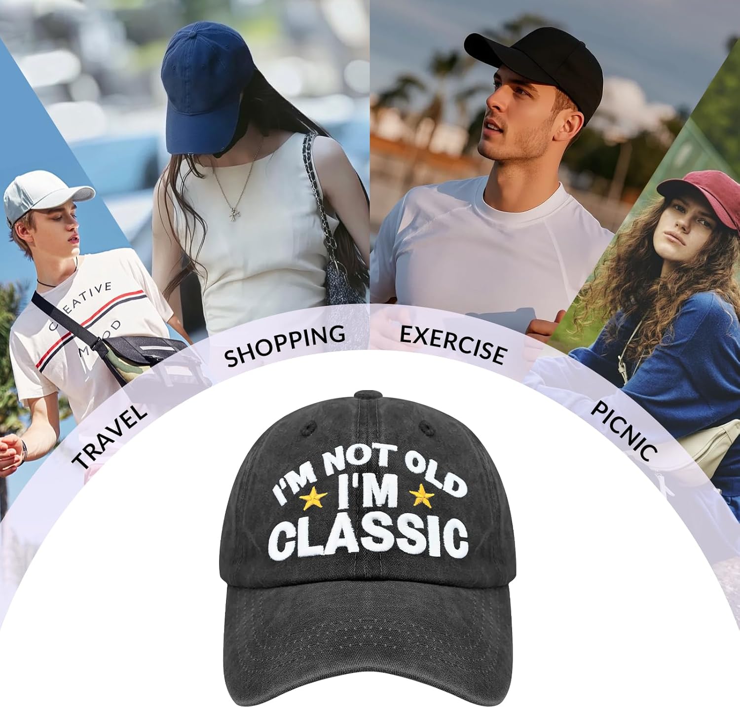 Funny Retirement Hats for Men Women, I'm Not Old I'm Classic Baseball Cap Birthday Gifts for Dad Grandpa - Image 4
