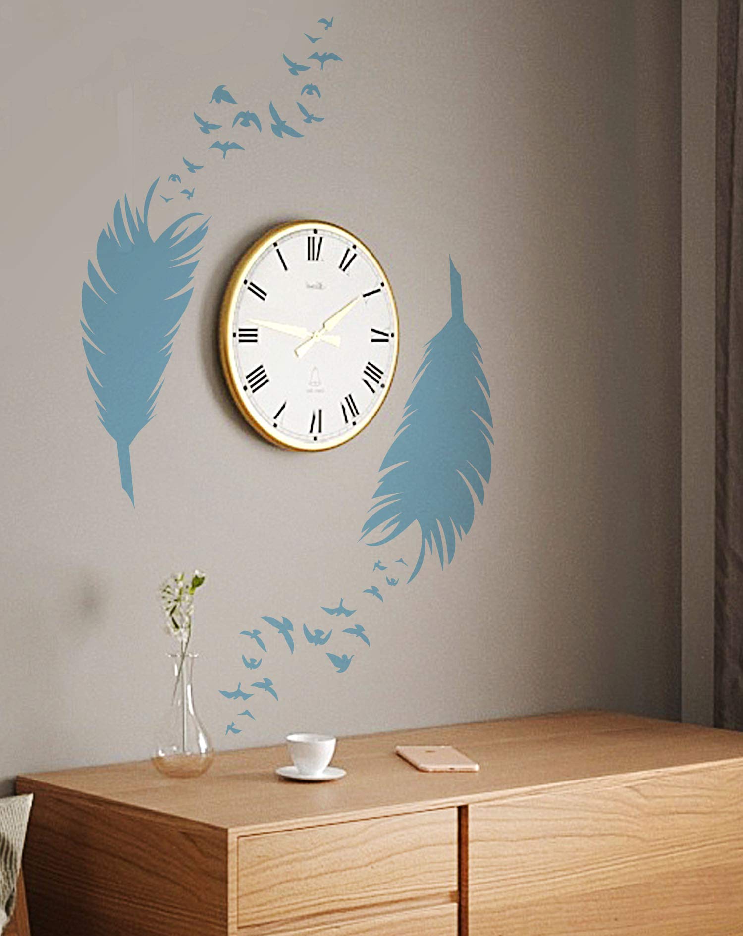 GSS Designs pióro sztuka ścienna szablon zestaw 2 – szablony wielokrotnego użytku (30 x 40 cm) – szablon do malowania ptaków z piórami na podłogę, ścianę, płytki, tkaninę, drewno (SL-068)