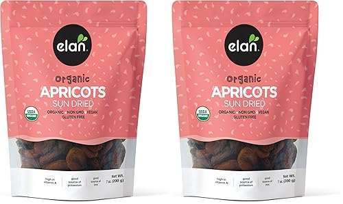 Miniatura 8 de Elan Albaricoques orgánicos secados al sol, frutas secas, sin sulfitos, sin azúcar añadido, sin OMG, vegano, sin gluten, kosher, bocadillos