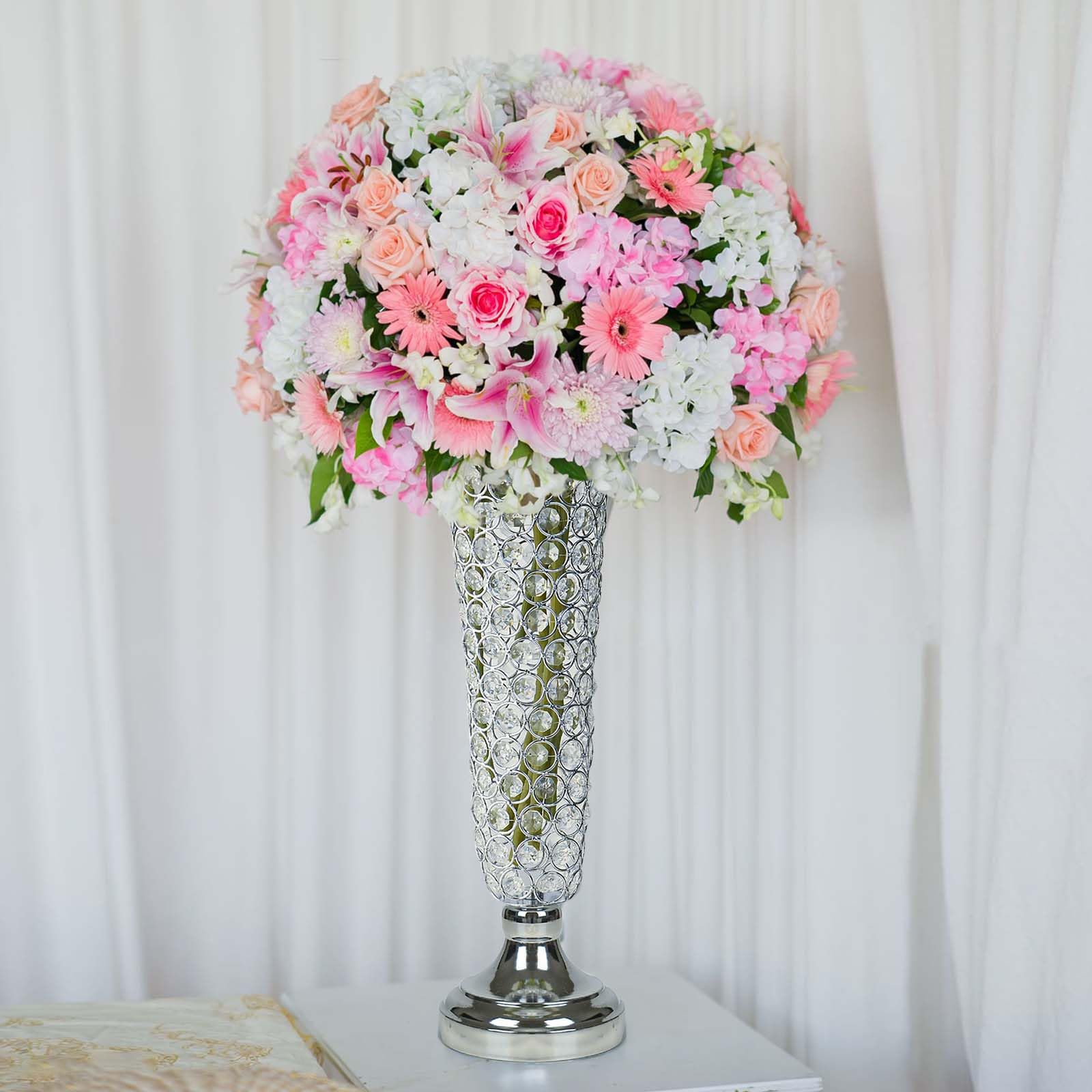 2 Pack Crystal Trumpet Flower Vase, 20 Inch Tall Crystal Vase Flower Stand Centerpieces Wedding Table Vases Decor For Home Anniversary Ceremony Party Event Home Decoration-832866