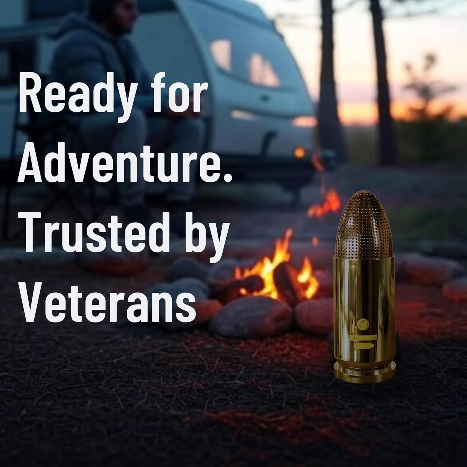 Bullet Bluetooth Speaker | Portable Wireless Speaker, TWS Pairing, 70ft Range | IPX5 Waterproof, Rugged Outdoor Design, USB-C Fast Charging, 8–10Hr Battery Life (Brass)