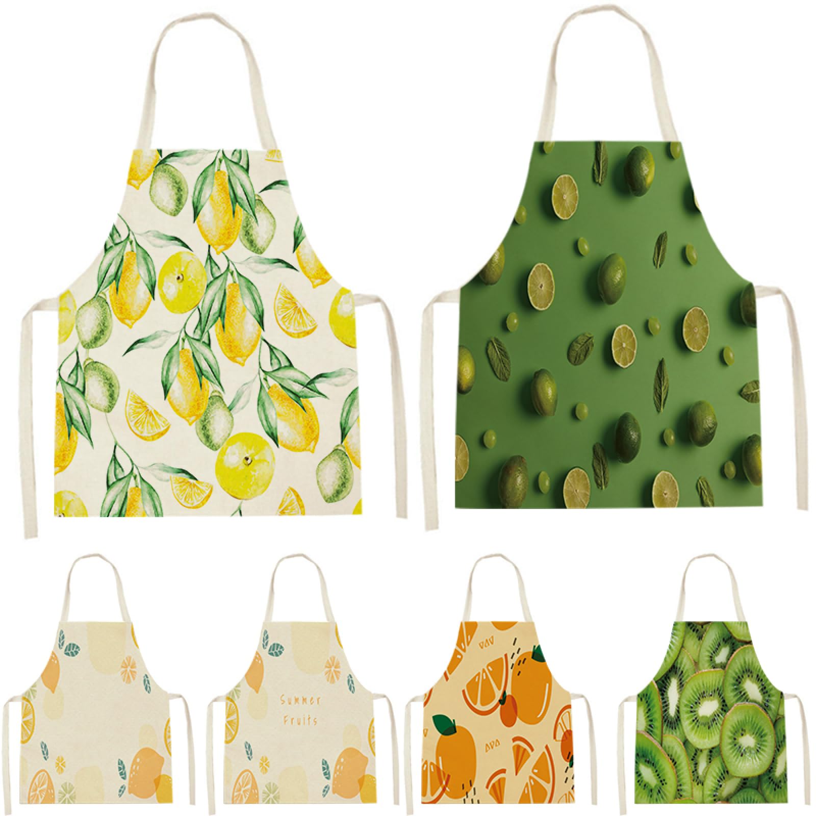 Delantal Con Estampado De Frutas Para El Hogar Delantal Impermeable Y Resistente A Las Manchas Delantal De Lino Delantal De Limpieza Del Hogar Delantal De Cocina Para Chef Uniforme De Camarero De