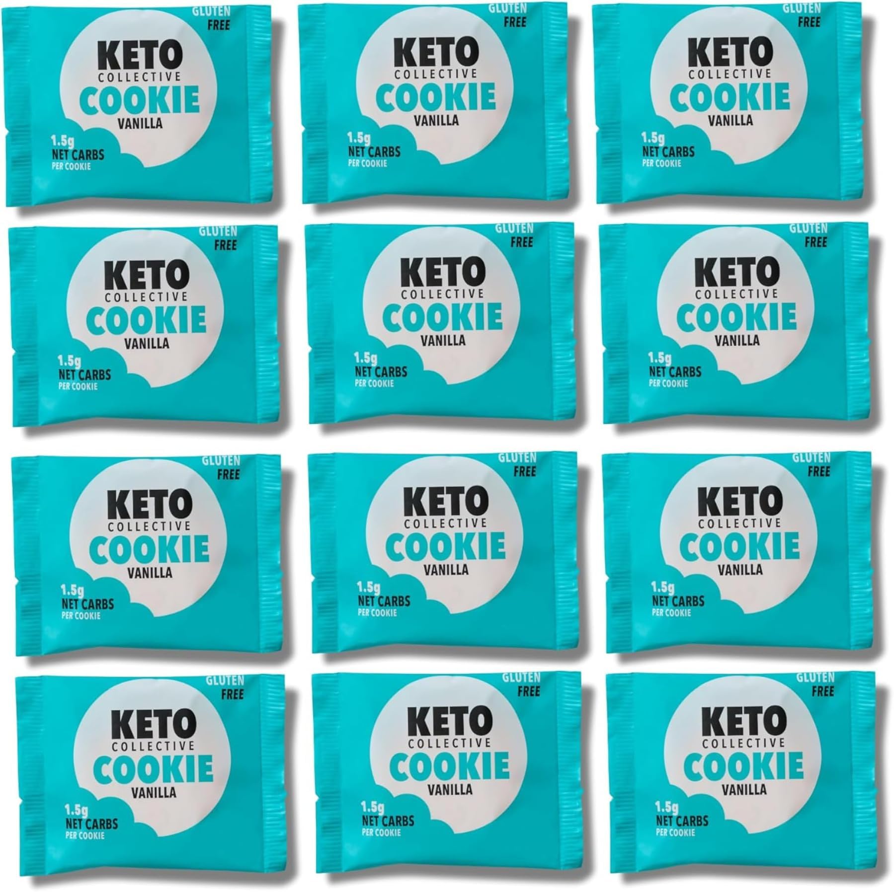 Keto Cookies I 1.5g Net Carbs I 30g x 12 I Keto Snacks I Low Sugar I Made with Real Butter I High Fibre I Low Carb Snacks, Gluten Free Biscuits (Vanilla)