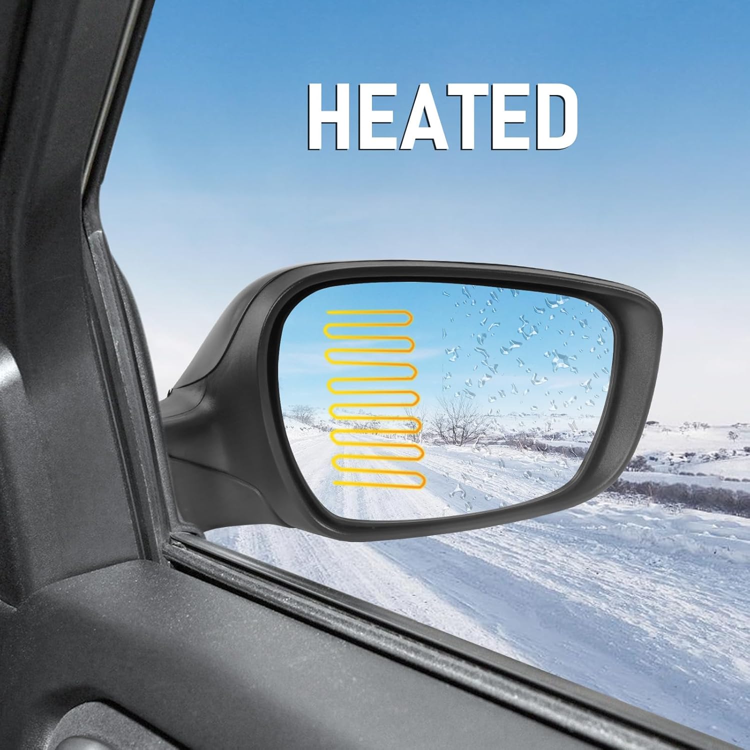 Door Mirror Right Passenger Side Replacement For Hyundai Elantra 2011 2012 2013, Replace HY1321179, Black 5PINS