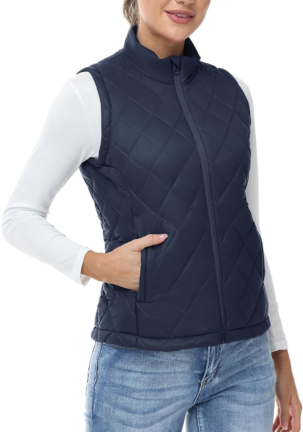 Rdruko Women's Quilted Puffer Vest Outerwear Lightweight Warm Sleeveless Winter Jacket Stand Collar Puffy Vests with Pockets - Image 7
