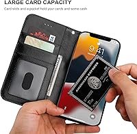 Vista 6 de Bocasal Funda tipo cartera desmontable para iPhone 13 Pro con bloqueo RFID, ranuras para tarjetas, soporte de cuero PU premium con soporte magnético