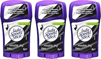 Lady Speed Stick Invisible Dry Antiperspirant / Deodorant. Powder Fresh, 1.4 Ounce (3-Pack)