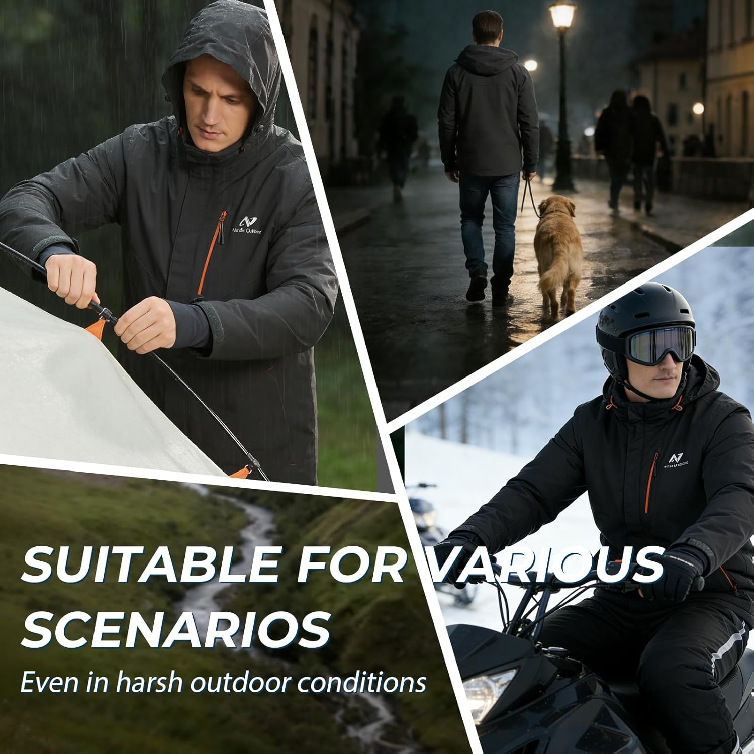 Men's Winter Ski Jacket,Waterpoof Insulated Snow Coat,Windproof Hooded Warm Raincoat Windbreaker - Image 5