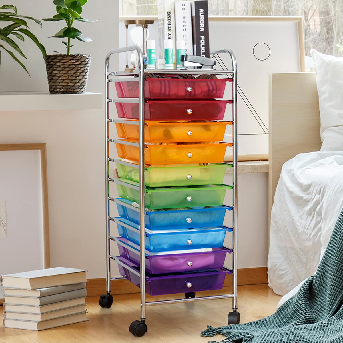 Buy COSTWAY 6/10/15 Drawers Storage Trolley, Home Office Stationary