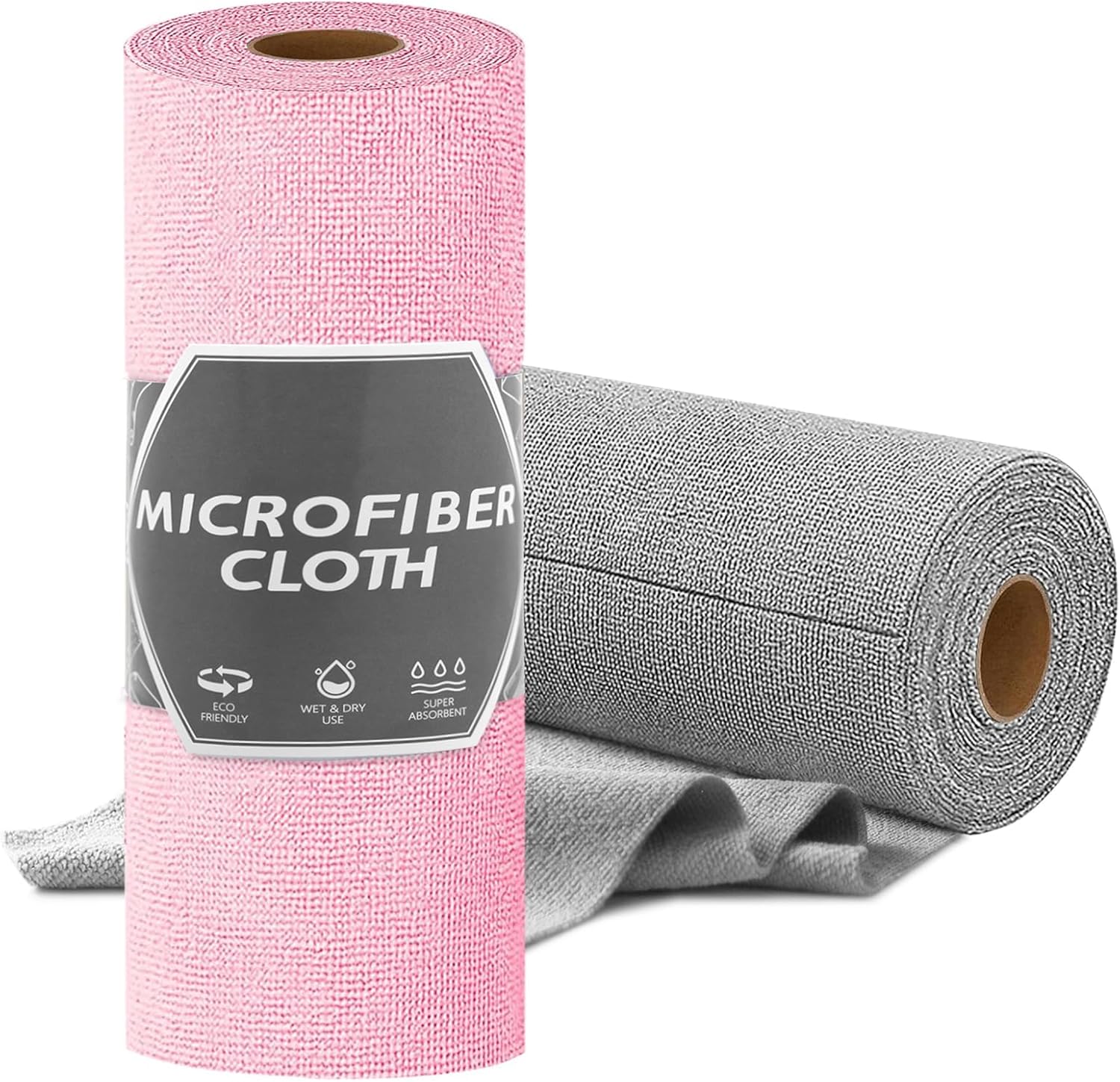 2PCS Microfiber Cloth Rolls Tear-Away Towel Roll, Reusable & Washable Paper Towel Roll, Scratch-Free Microfiber Cleaning Cloth for Kitchen, Housekeeping & Car Cleaning