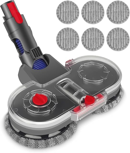OLLM Mop Attachment for Dyson, Mop Attachment for Dyson, Electric Mop Attachment for Dyson V8 V7 V11 V10 V15 Accessories, Vacuum Cleaner with 6 Washable Mop, 1 Removable Water Tank