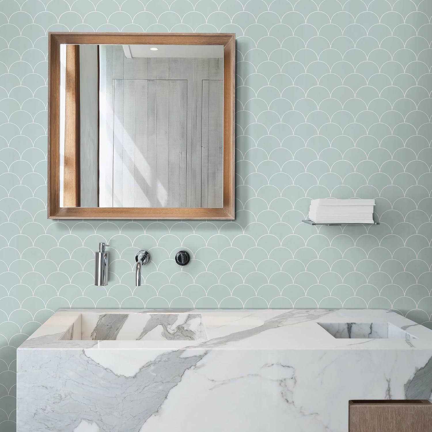 In Home NH3392 Porto Tile Peel & Stick Backsplash, Green
