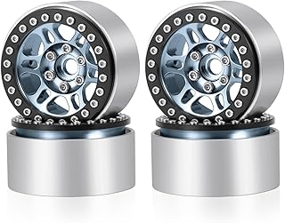 QUPA AM STORE 4PCS 1.9inch Beadlock Wheels Rims Hubs for 1/10 Axial SCX10 III AXI03007 AXI03003 AXI03006 RC Car(Titanium and Black)